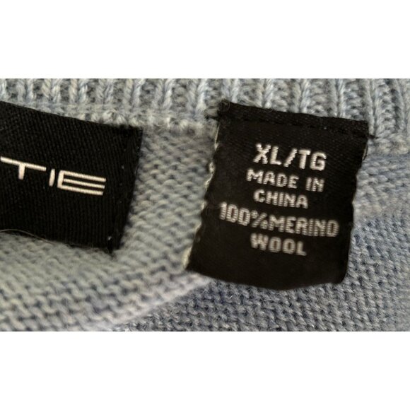 Carnoustie Blue Cable Knit Merino Wool Sleeveless Quarter-Zip Sweater Vest XL - Picture 6 of 7